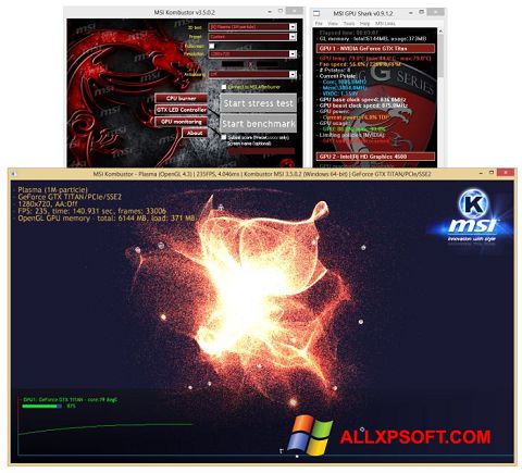 Снимка на екрана MSI Kombustor за Windows XP