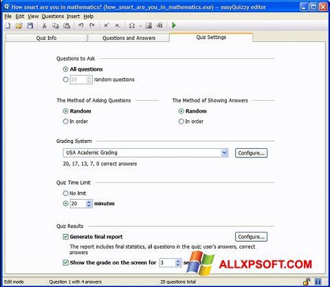 Снимка на екрана easyQuizzy за Windows XP