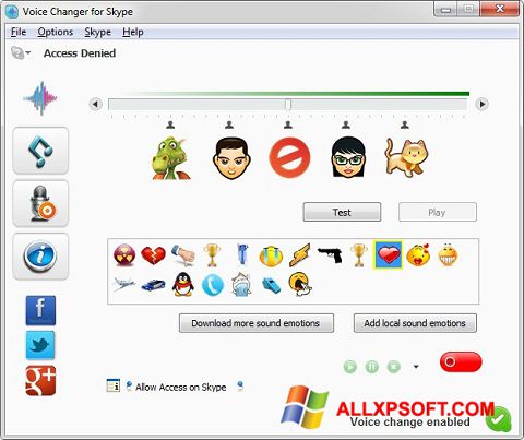 Снимка на екрана Skype Voice Changer за Windows XP