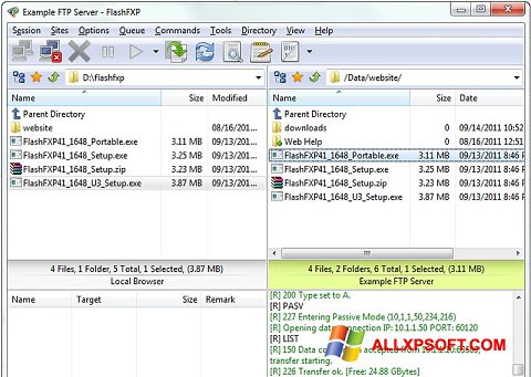 Снимка на екрана FlashFXP за Windows XP