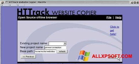 Снимка на екрана HTTrack Website Copier за Windows XP