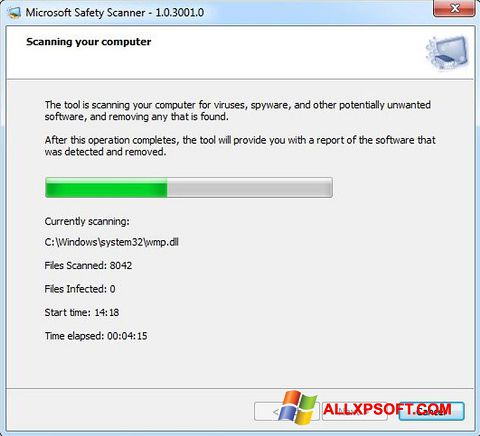 Снимка на екрана Microsoft Safety Scanner за Windows XP