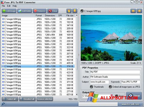 Снимка на екрана JPG to PDF Converter за Windows XP