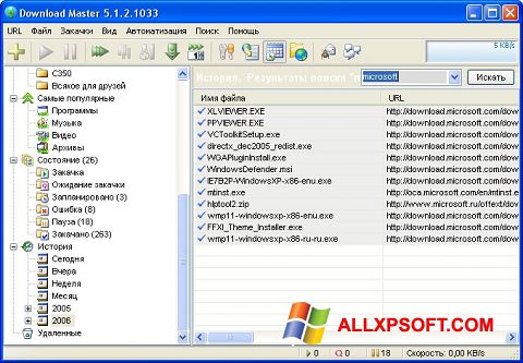 Снимка на екрана Download Master за Windows XP