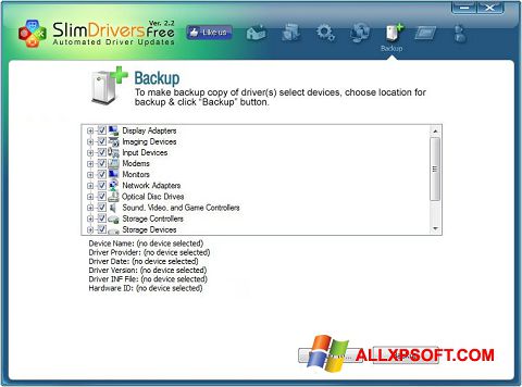 Снимка на екрана SlimDrivers за Windows XP