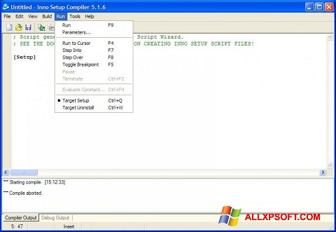 Снимка на екрана Inno Setup за Windows XP