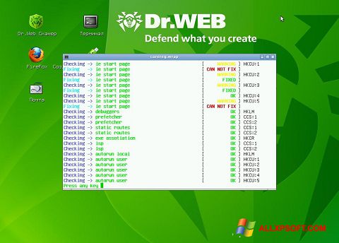 Снимка на екрана Dr.Web LiveCD за Windows XP