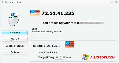 Снимка на екрана Hide IP Platinum за Windows XP