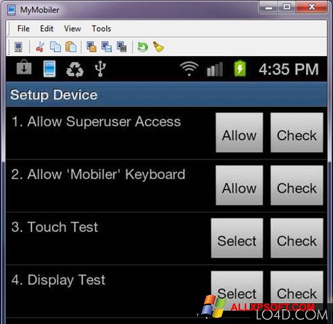 Снимка на екрана MyMobiler за Windows XP