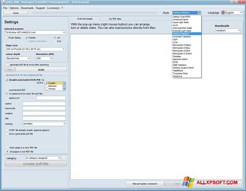 Снимка на екрана Scan2PDF за Windows XP