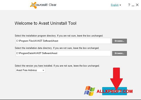 Снимка на екрана Avast Uninstall Utility за Windows XP