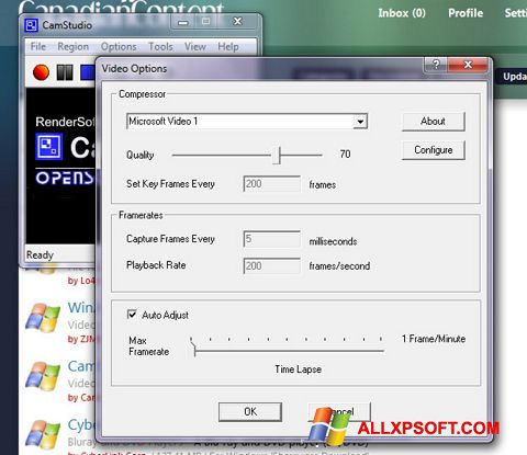 Снимка на екрана CamStudio за Windows XP