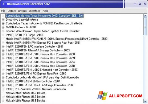Снимка на екрана Unknown Device Identifier за Windows XP