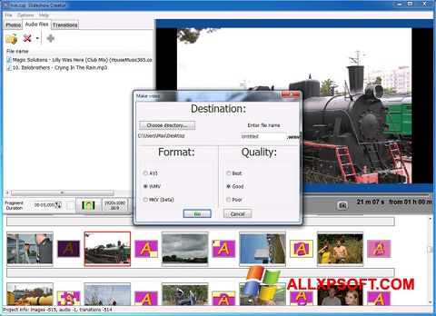 Снимка на екрана Bolide Slideshow Creator за Windows XP