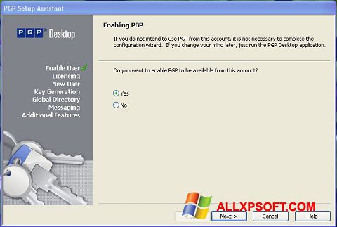 Снимка на екрана PGP Desktop за Windows XP