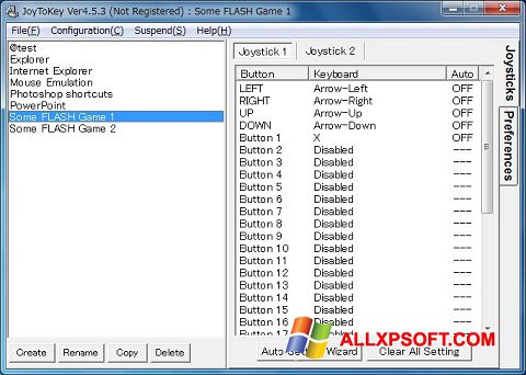 Снимка на екрана JoyToKey за Windows XP