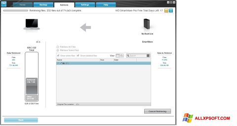 Снимка на екрана WD SmartWare за Windows XP