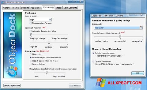 Снимка на екрана ObjectDock за Windows XP