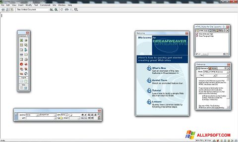 Снимка на екрана Macromedia Dreamweaver за Windows XP