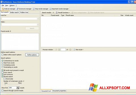 Снимка на екрана SearchInform за Windows XP