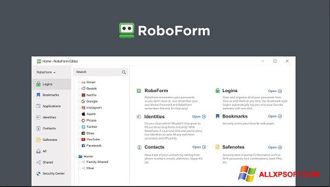 Снимка на екрана RoboForm за Windows XP