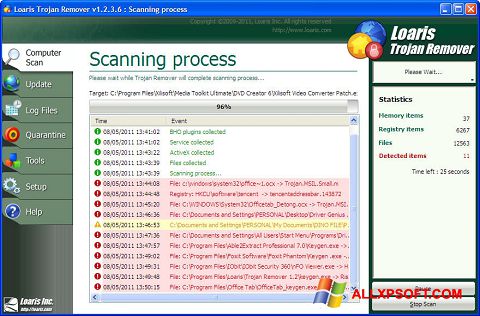 Снимка на екрана Trojan Remover за Windows XP