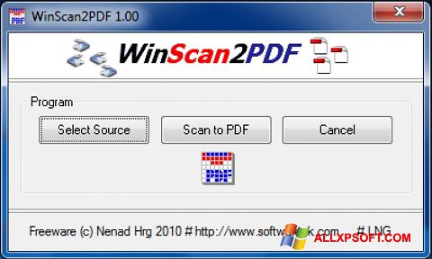 Снимка на екрана WinScan2PDF за Windows XP