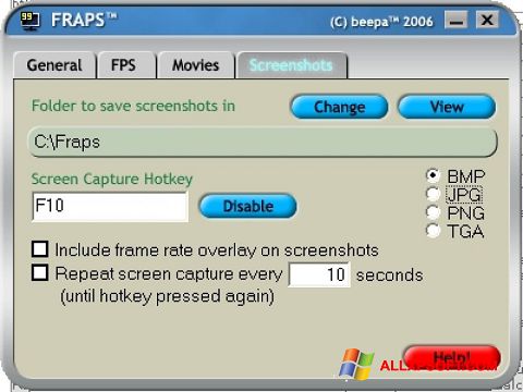 Снимка на екрана Fraps за Windows XP