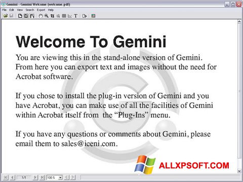 Снимка на екрана Gemini за Windows XP
