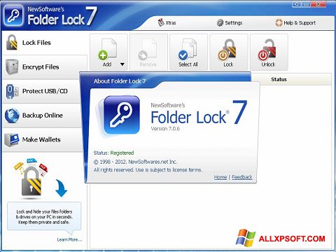 Снимка на екрана Folder Lock за Windows XP