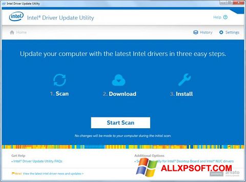 Снимка на екрана Intel Driver Update Utility за Windows XP