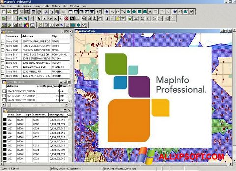 Снимка на екрана MapInfo Professional за Windows XP