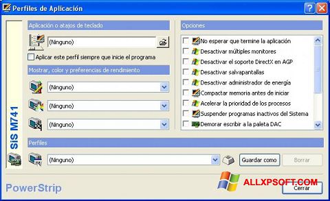 Снимка на екрана PowerStrip за Windows XP