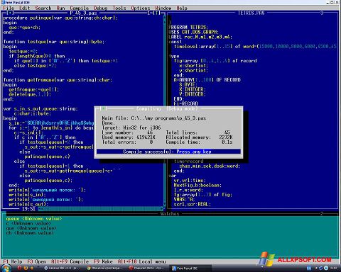 Снимка на екрана Free Pascal за Windows XP