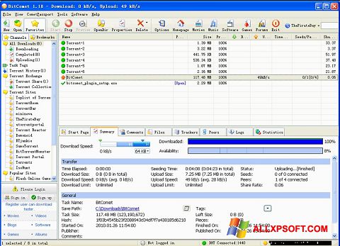 Снимка на екрана BitComet за Windows XP