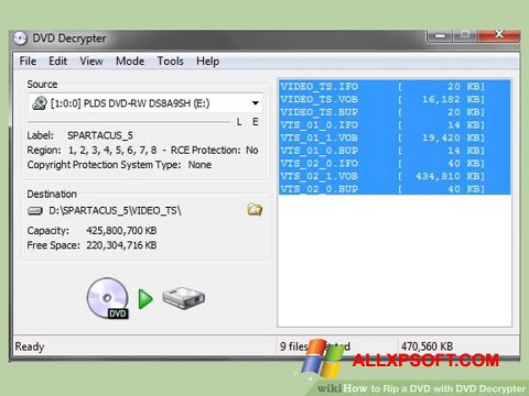 Снимка на екрана DVD Decrypter за Windows XP