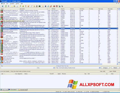 Снимка на екрана StrongDC++ за Windows XP