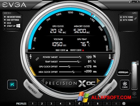 Снимка на екрана EVGA Precision за Windows XP
