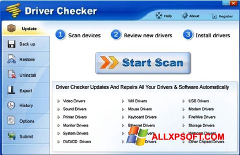 Снимка на екрана Driver Checker за Windows XP