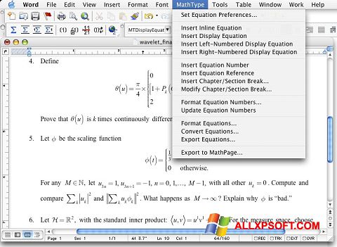 Снимка на екрана MathType за Windows XP