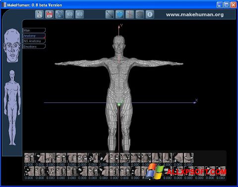 Снимка на екрана MakeHuman за Windows XP