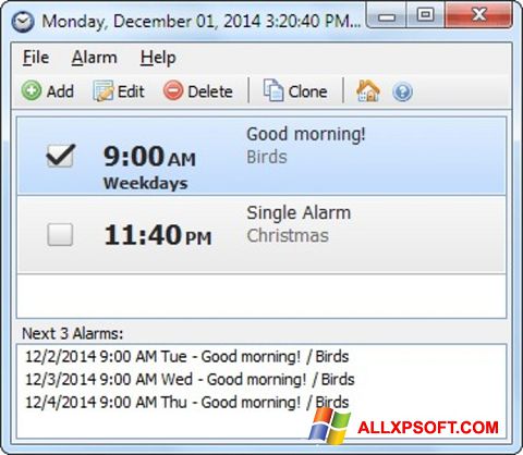 Снимка на екрана Free Alarm Clock за Windows XP