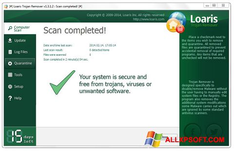 Снимка на екрана Loaris Trojan Remover за Windows XP