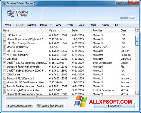 Снимка на екрана Double Driver за Windows XP