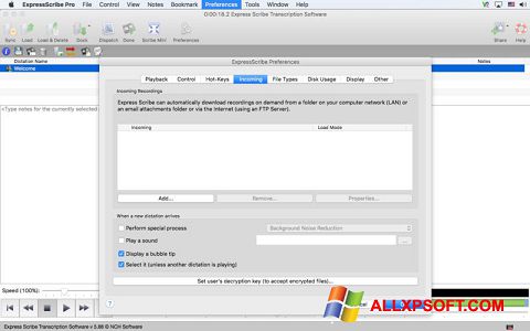 Снимка на екрана Express Scribe за Windows XP