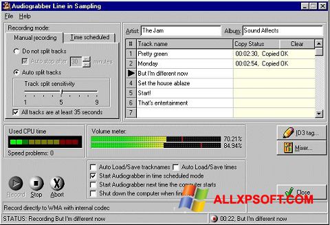 Снимка на екрана Audiograbber за Windows XP
