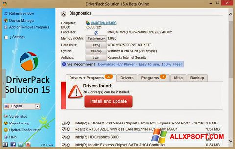 Снимка на екрана DriverPack Solution Online за Windows XP