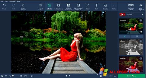 Снимка на екрана Movavi Photo Editor за Windows XP