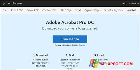 Снимка на екрана Adobe Acrobat за Windows XP