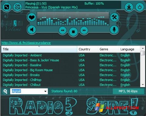 Снимка на екрана RadioSure за Windows XP